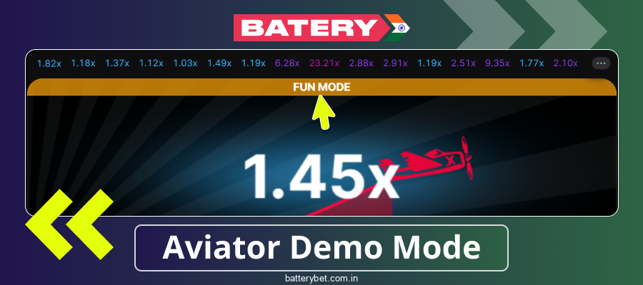 Trial version of the game Aviator Batery Bet India