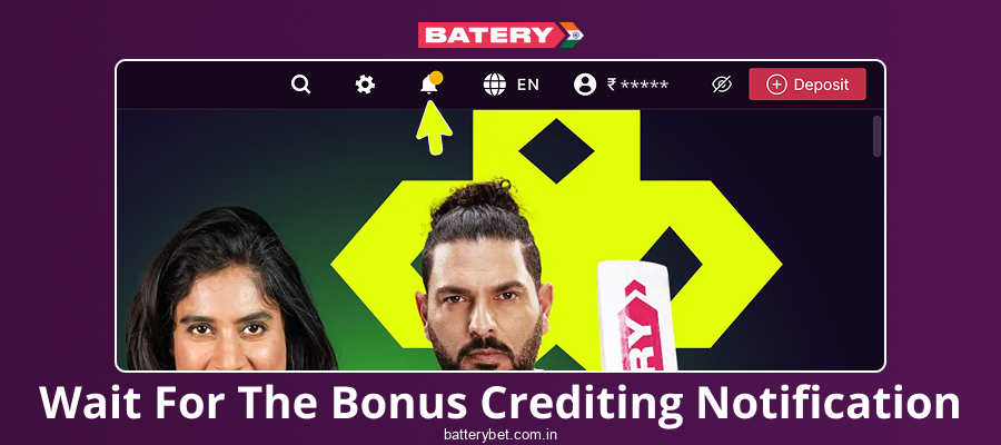 Receive bonus credits in Batery Bet India